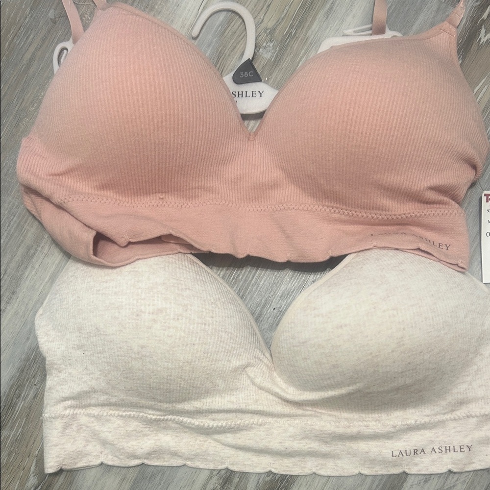 Laura Ashley Women's Soft Pink and Cream Bra Duo